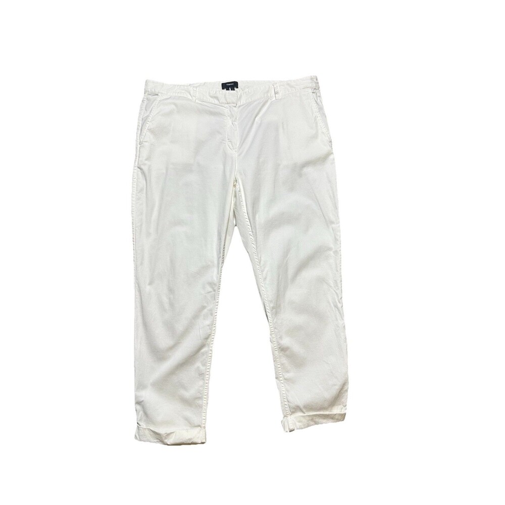 Theory Casual Pants Womens 16 Roll Up White Lagenlook Minimalist Office Trousers